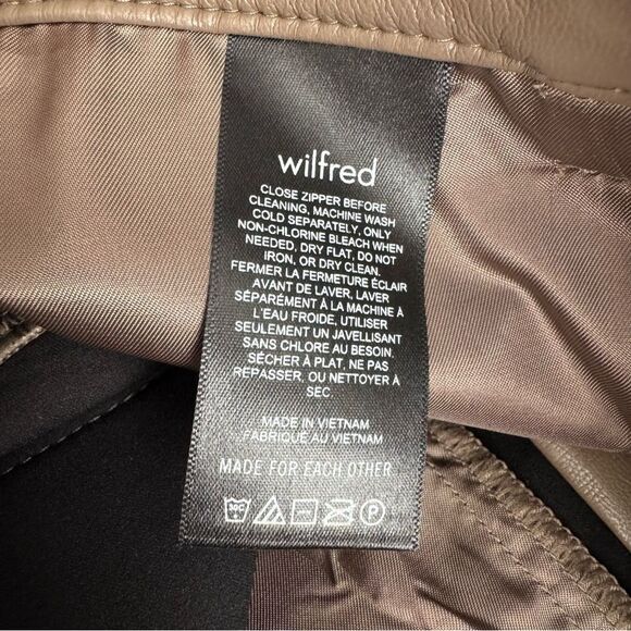 ARITZIA Wilfred The Melina High Waisted Vegan Leather Pants Taupe Size 0 - Picture 13 of 14